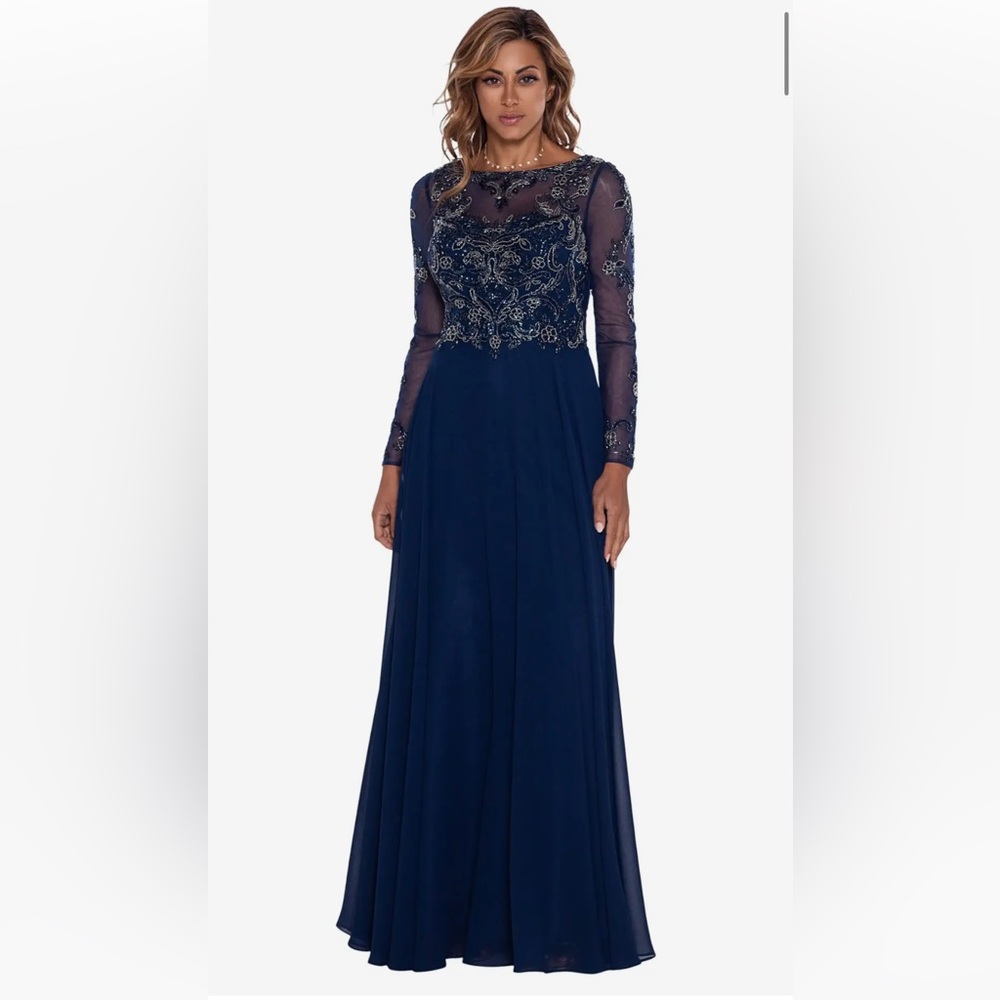 NWT Long Sleeve Long Chiffon Skirt with Bead Top